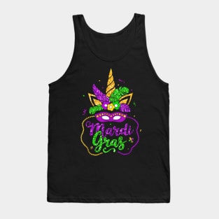 Unicorn Face Mask Happy Mardi Gras 2024 Tank Top